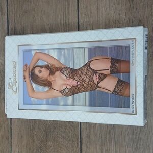 NWT Exposed Black Widow Lace Lingerie Set